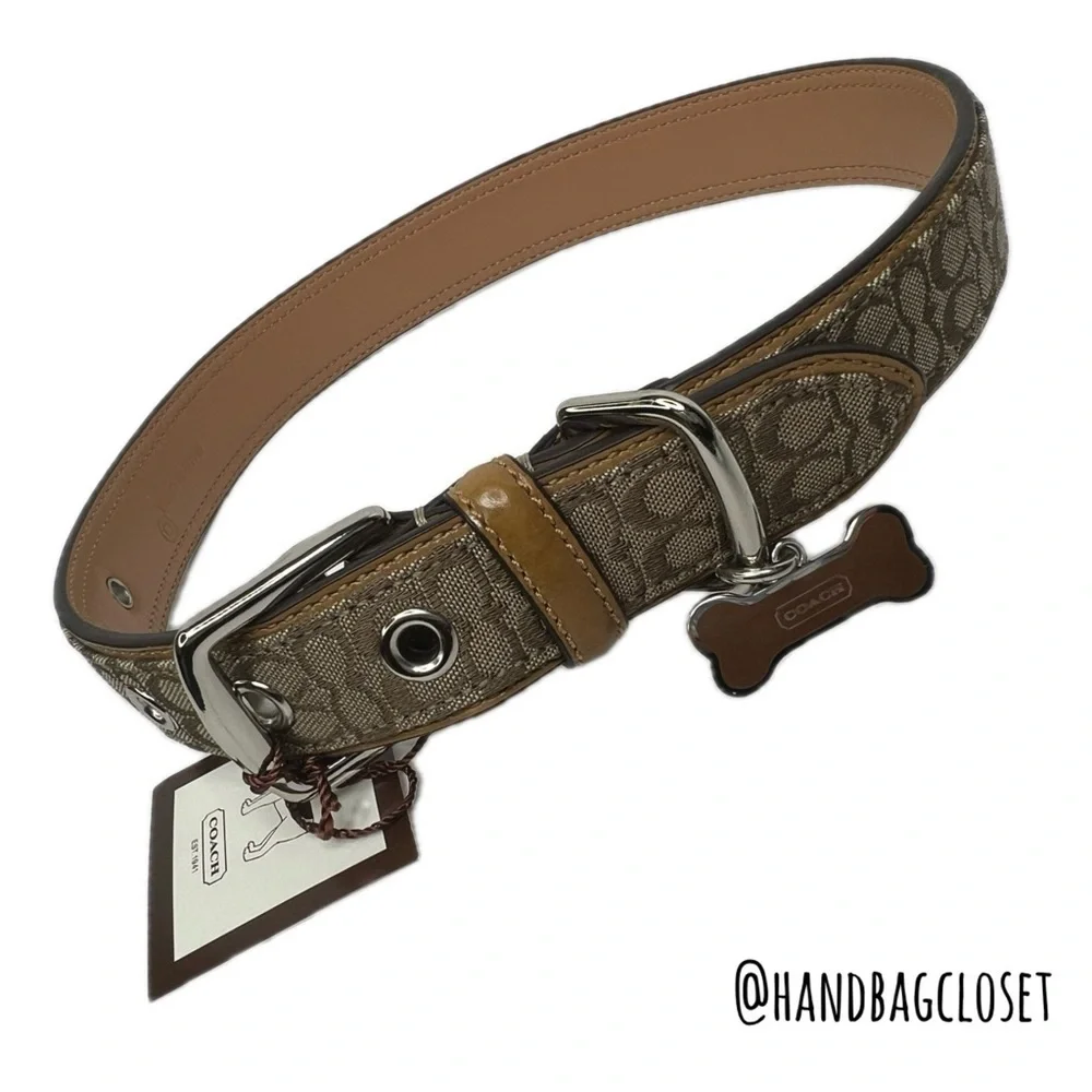 Coach Signature Leather Vintage Light Brown Tan Size Large 17-21” Dog Collar